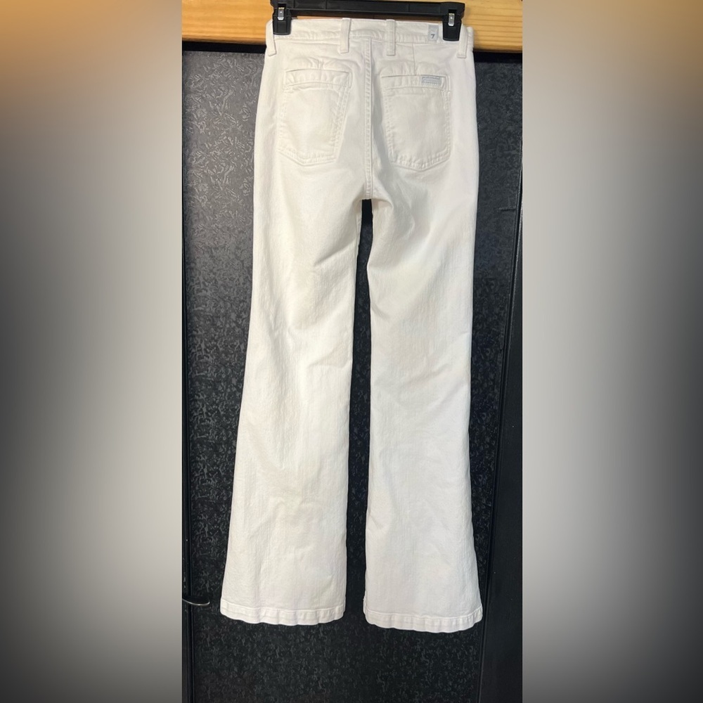 7 For All Mankind Georgia High rise Flare White Jeans-SZ 23-EUC - Picture 12 of 15